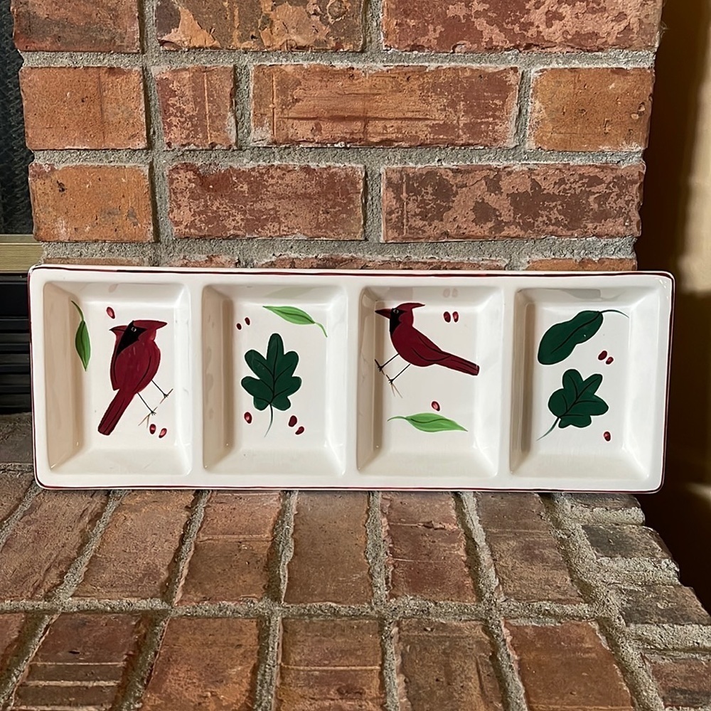 Studio Nova Holiday Cardinal Divided Serving Platter